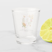 Gold Rose Ribbon Monogram Wedding  ショットグラス (裏面)