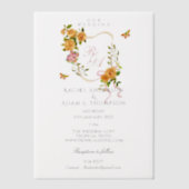 Gold Rose Ribbon Monogram Wedding  Invitation ベラム紙招待状 (正面)