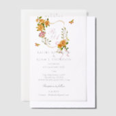 Gold Rose Ribbon Monogram Wedding  Invitation ベラム紙招待状 (オフセット)