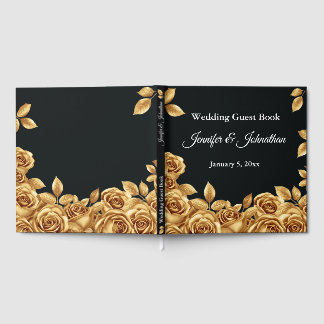Gold Roses Custom Background Wedding  ゲストブック