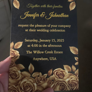 Gold Roses Custom Background Wedding  ゲストブック