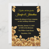 Gold Roses Custom Background Wedding 招待状 (正面)