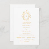 Gold RSVP card Monogram With 2 Entree Choice エンクロージャーカード (正面/裏面)