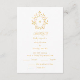 Gold RSVP card Monogram With 2 Entree Choice エンクロージャーカード