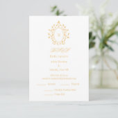 Gold RSVP card Monogram With 2 Entree Choice エンクロージャーカード (スタンド正面)
