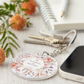 Gold Rustic Boho Chic Wildflowers Wedding Favor キーホルダー (正面右)