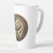 Gold Sacred Eastern Dragon Medallion カフェラテマグ (右アングル)