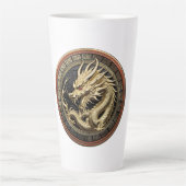 Gold Sacred Eastern Dragon Medallion カフェラテマグ (正面)