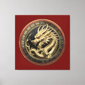 Gold Sacred Eastern Dragon Medallion キャンバスプリント (正面)