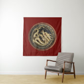 Gold Sacred Eastern Dragon Medallion タペストリー (インサイチュ(横))