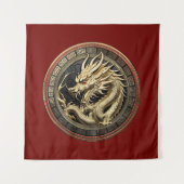 Gold Sacred Eastern Dragon Medallion タペストリー (正面)