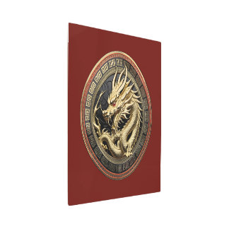 Gold Sacred Eastern Dragon Medallion メタルプリント
