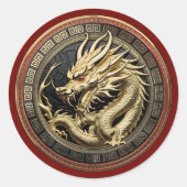 Gold Sacred Eastern Dragon Medallion ラウンドシール (正面)