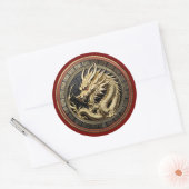 Gold Sacred Eastern Dragon Medallion ラウンドシール (封筒)
