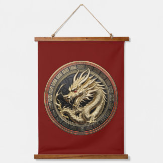 Gold Sacred Eastern Dragon Medallion 吊り下げ型タペストリー
