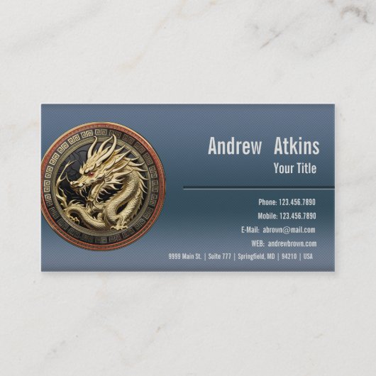 Gold Sacred Eastern Dragon Medallion on Red Velvet 名刺 (裏面)