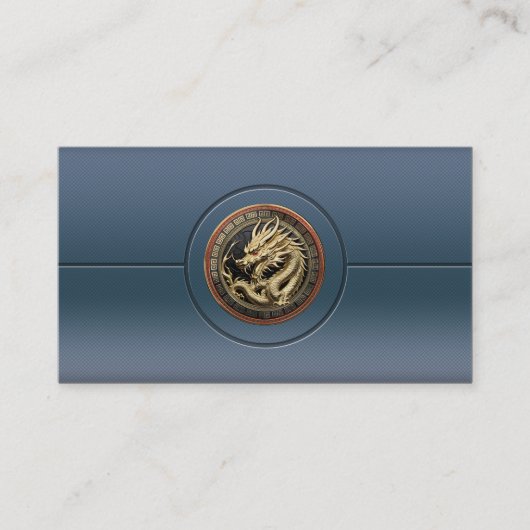 Gold Sacred Eastern Dragon Medallion on Red Velvet 名刺 (正面)