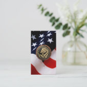 Gold Sacred Eastern Dragon Medallion on Red Velvet 名刺 (スタンド正面)