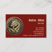 Gold Sacred Eastern Dragon Medallion on Red Velvet 名刺 (裏面)