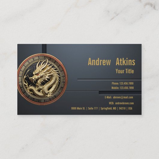 Gold Sacred Eastern Dragon Medallion on Red Velvet 名刺 (裏面)