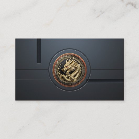 Gold Sacred Eastern Dragon Medallion on Red Velvet 名刺 (正面)