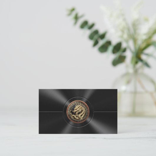 Gold Sacred Eastern Dragon Medallion on Red Velvet 名刺 (スタンド正面)