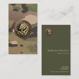 Gold Sacred Eastern Dragon Medallion on Red Velvet 名刺