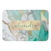Gold Sage Green Marble Modern Elegant バスマット (正面)