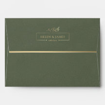 Gold & Sage Green Texture Wedding Envelope