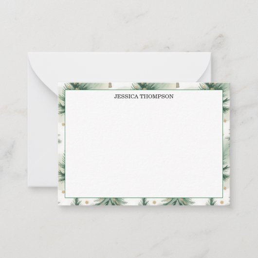 Gold Sage Pine Trees Winter Custom ノートカード (正面)