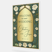 Gold Sage Stained Glass Floral Wedding Welcome  アクリルサイン (傾斜)