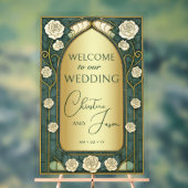 Gold Sage Stained Glass Floral Wedding Welcome  アクリルサイン (ニュートラル)