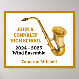 Gold Saxophone Player Personalized Band ポスター