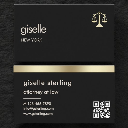 Gold Scales of Justice Attorney at Law Black 名刺