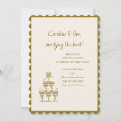 Gold Scallop Champagne Tower Doodle Wedding Shower 招待状 (正面)