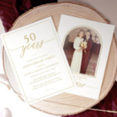 Gold Script 50th Wedding Anniversary Party 招待状