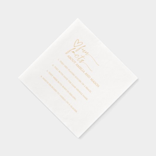 Gold Script Calligraphy Fun Facts Wedding 箔ナプキン (右)