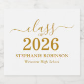 Gold Script Class of 2026 Graduation Party ビールラベル (シングルラベル)
