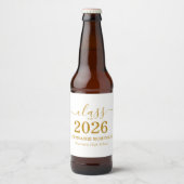 Gold Script Class of 2026 Graduation Party ビールラベル (正面)