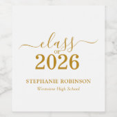 Gold Script Class of 2026 Graduation Party ワインラベル (シングルラベル)