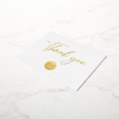 Gold Script Custom Business logo text Thank You 箔シーズンポストカード (回転した状態)