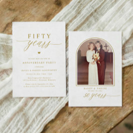 Gold Script Elegant 50th Wedding Anniversary Party 招待状