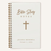 Gold Script Ivory Design Bible Study Hardcover ノートブック (正面)