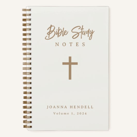Gold Script Ivory Design Bible Study Hardcover ノートブック (正面)