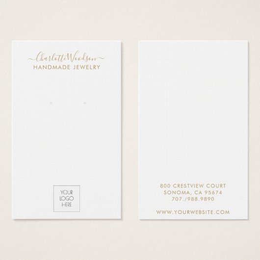 Gold Script Logo Jewelry Earring Display Card (正面&裏面)