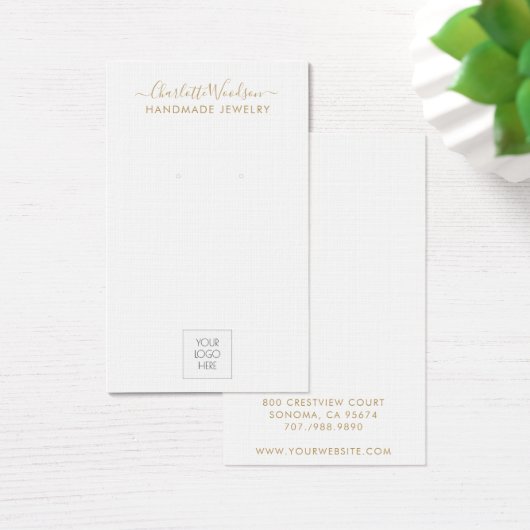 Gold Script Logo Jewelry Earring Display Card (デスク)