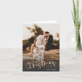 Gold Script Merry Christmas Photo シーズンカード (正面)