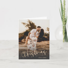 Gold Script Merry Christmas Photo シーズンカード