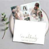 Gold Script Name 5 Photos Wedding Love Thanks ノートカード