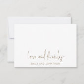 Gold Script Name 5 Photos Wedding Love Thanks ノートカード (正面)